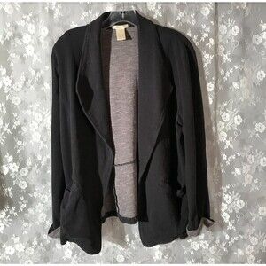 Marty M Open Front Black Knit Tailored Blazer Size Small Corpcore Office Casual
